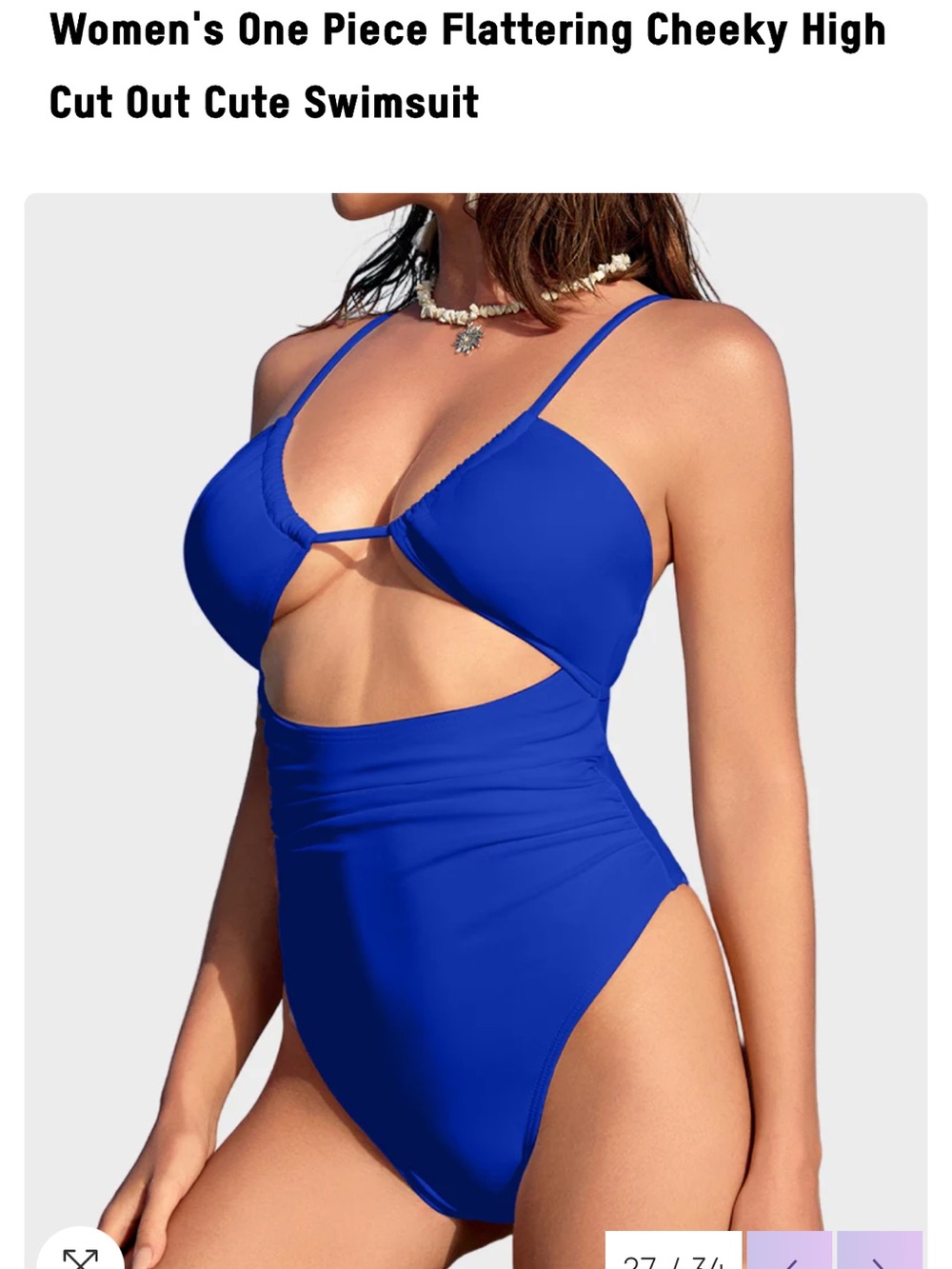 Cheeky High Cut Cutout One-Piece Swimsuit - Blue
